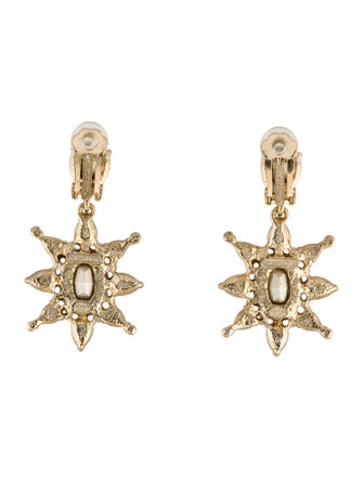 Oscar de la Renta Crystal Tropical Bloom Star Drop Clip-On Earrings