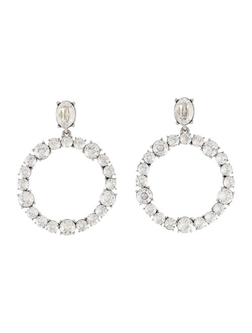 Oscar de la Renta Crystal Open Hoop Earrings