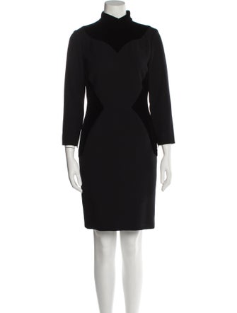 Oscar de la Renta Mock Neck Knee-Length Dress