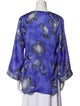 Oscar de la Renta Floral Print V-Neck Blouse