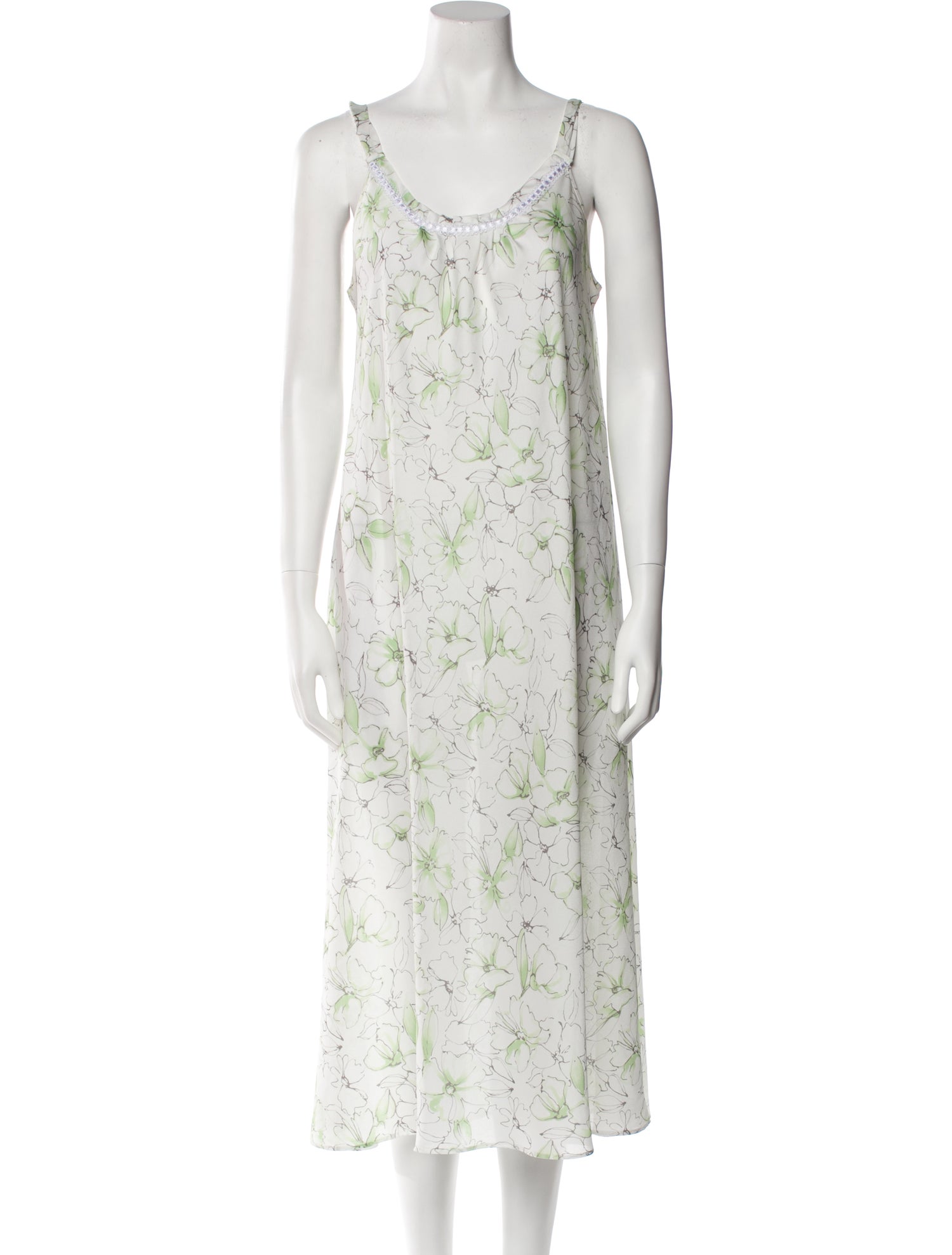 Oscar de la Renta Floral Print Midi Length Dress