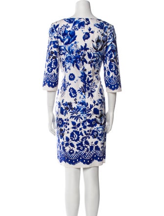 Oscar de la Renta Floral Print Knee-Length Dress