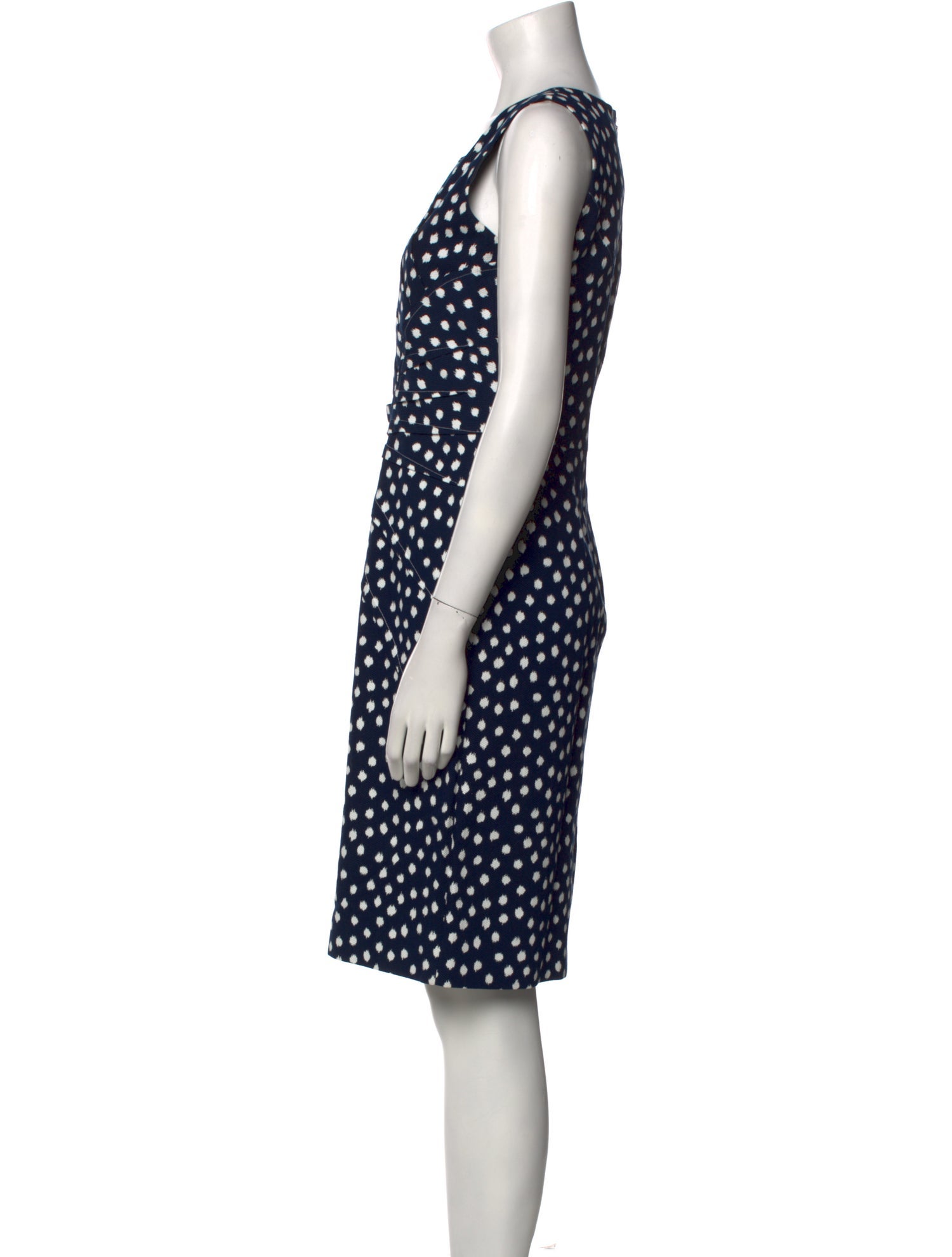 Oscar de la Renta Polka Dot Print Knee-Length Dress