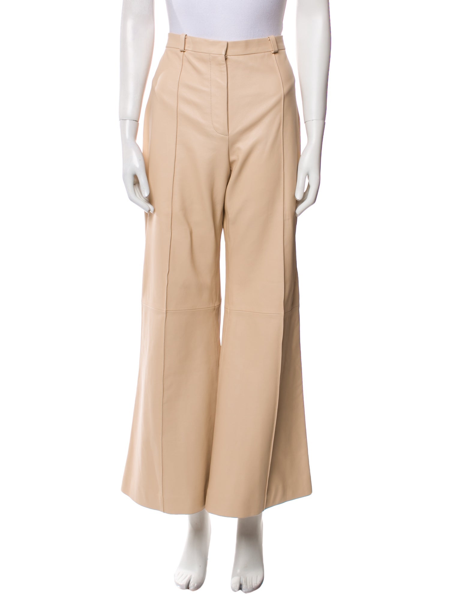 Oscar de la Renta Lamb Leather Wide Leg Pants