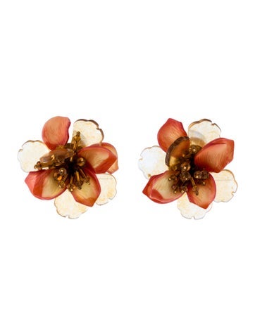 Oscar de la Renta Clip-On Stained Rose Clip-on Earrings