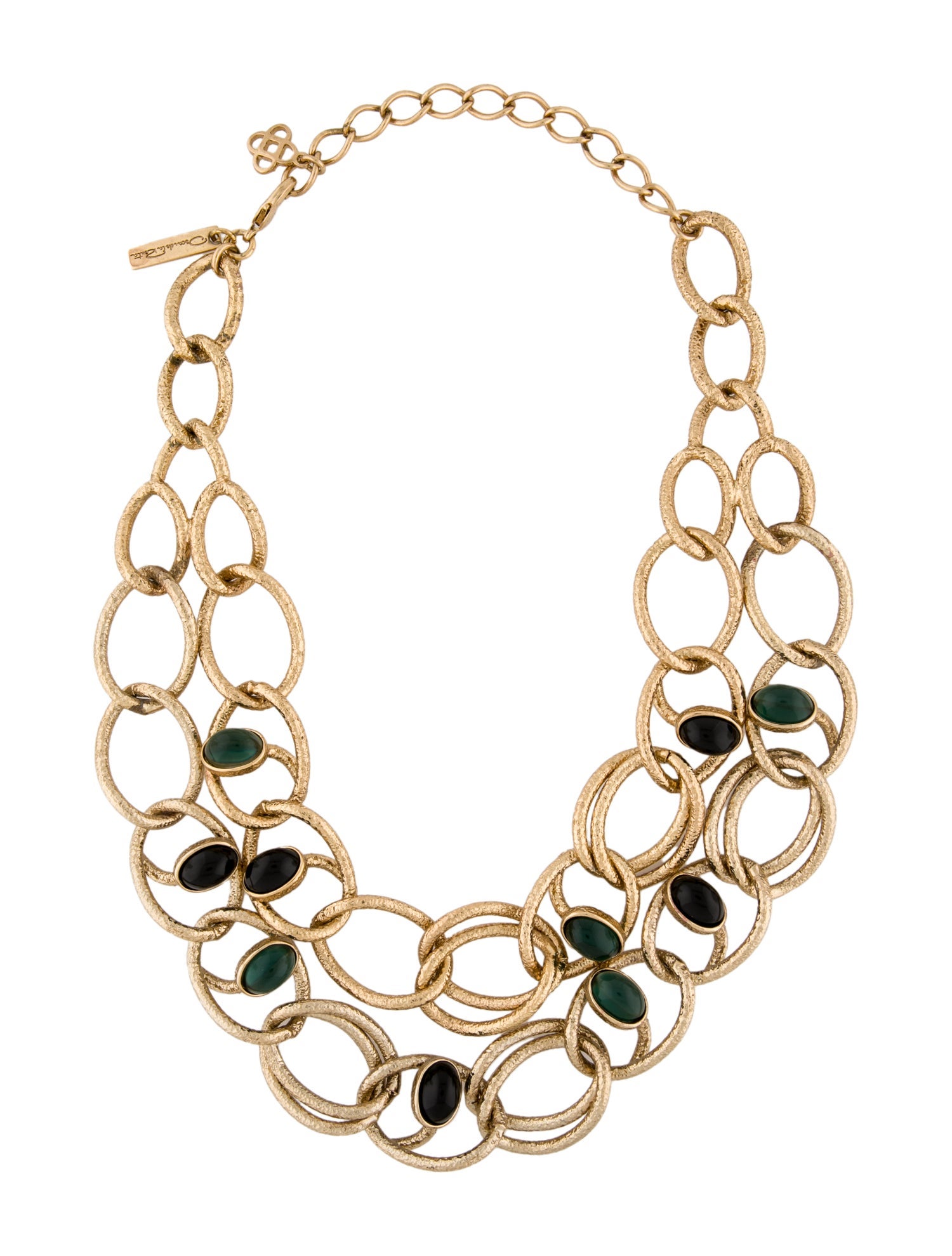 Oscar de la Renta Resin Cabochon Double Strand Chain Necklace
