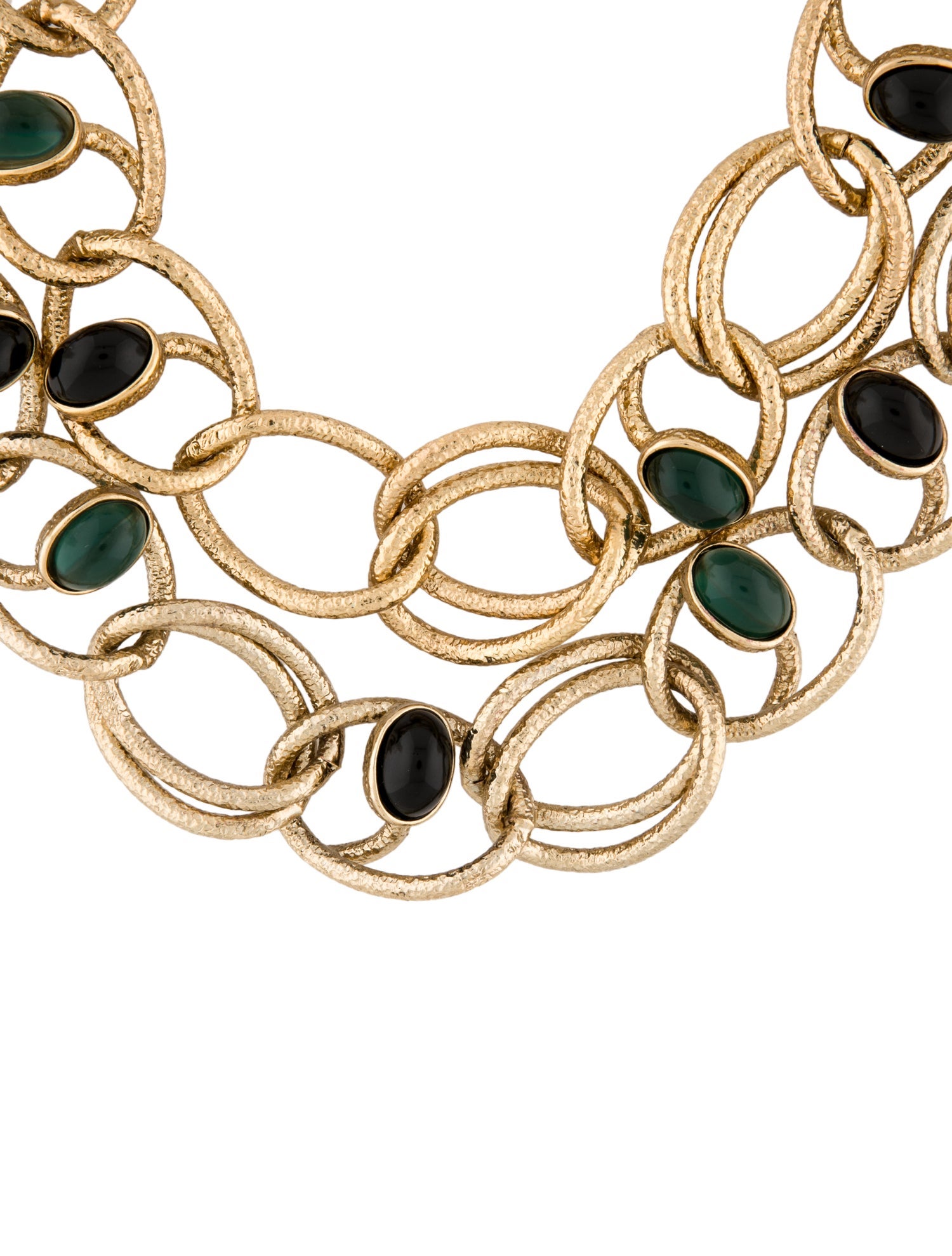 Oscar de la Renta Resin Cabochon Double Strand Chain Necklace