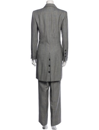 Oscar de la Renta Wool Plaid Print Pantsuit