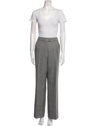 Oscar de la Renta Wool Plaid Print Pantsuit