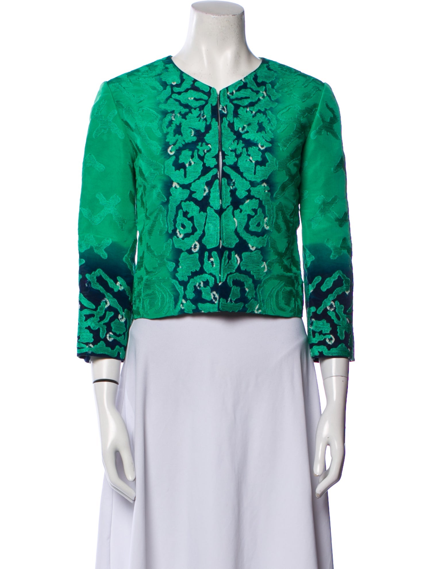 Oscar de la Renta Silk Floral Print Evening Jacket