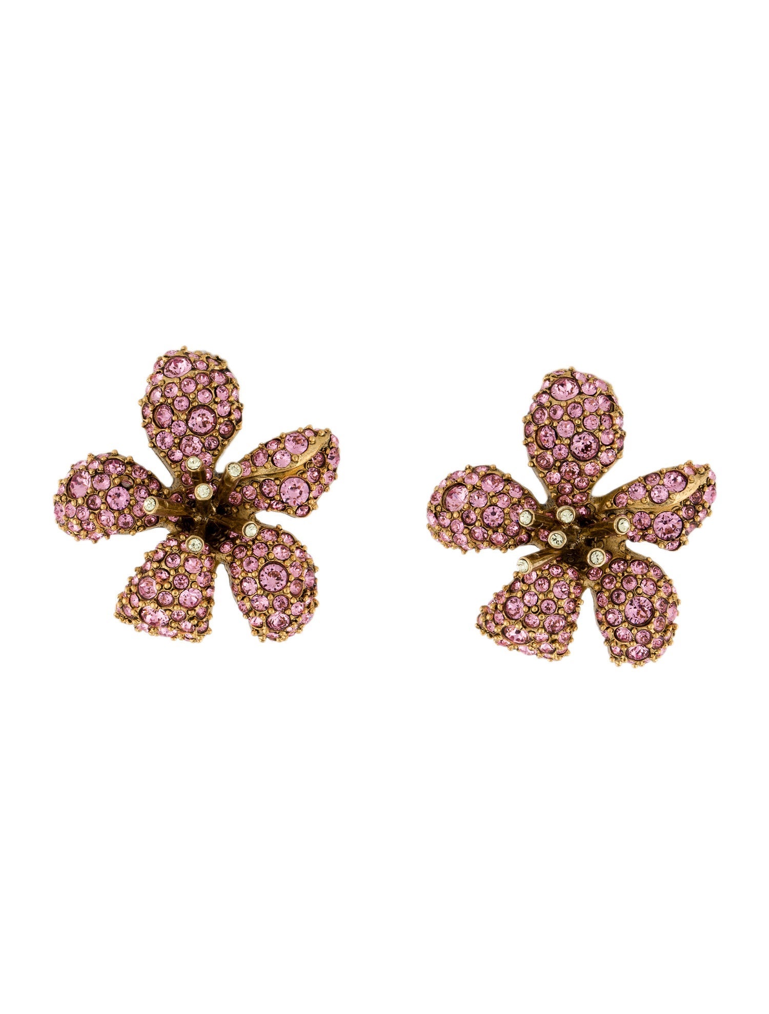 Oscar de la Renta Crystal 'Flora Magnifica' Clip-On Earrings