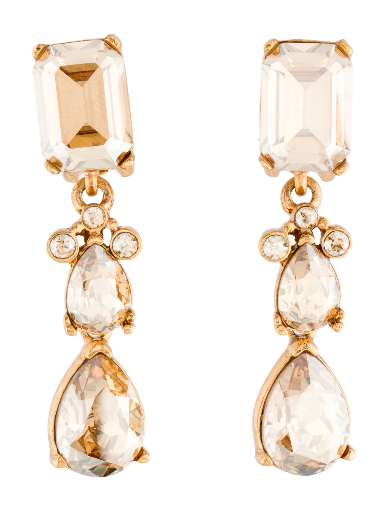 Oscar de la Renta Crystal Classic Drop Clip-On Earrings