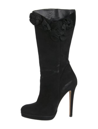 Oscar de la Renta Camellia Accent Suede Boots