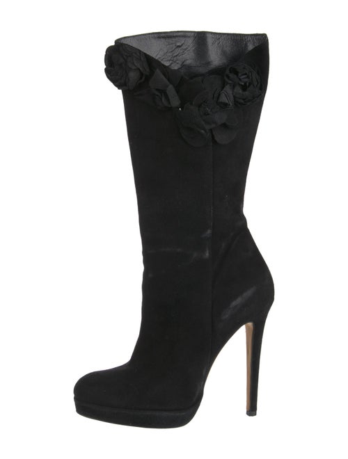 Oscar de la Renta Camellia Accent Suede Boots