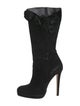 Oscar de la Renta Camellia Accent Suede Boots