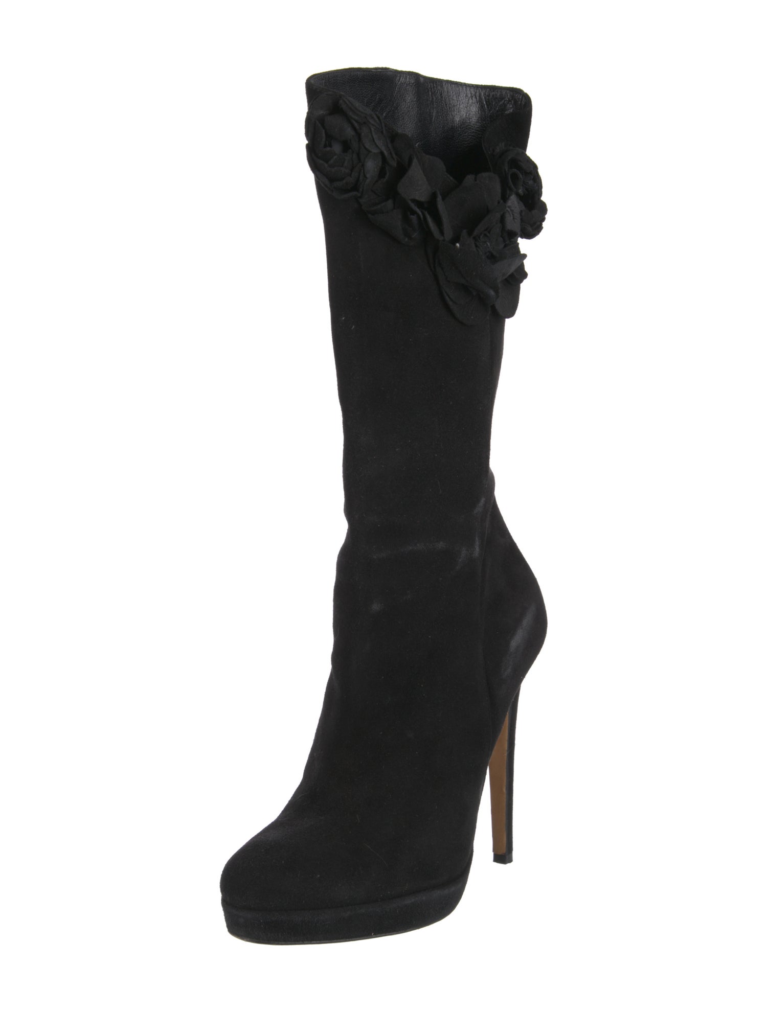 Oscar de la Renta Camellia Accent Suede Boots
