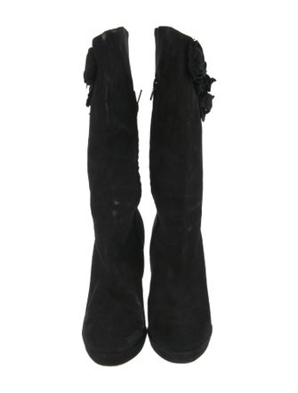 Oscar de la Renta Camellia Accent Suede Boots