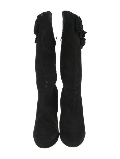 Oscar de la Renta Camellia Accent Suede Boots