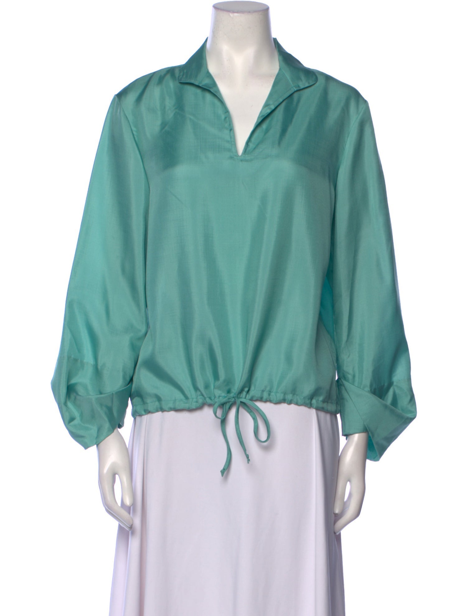 Oscar de la Renta V-Neck Three-Quarter Sleeve Blouse