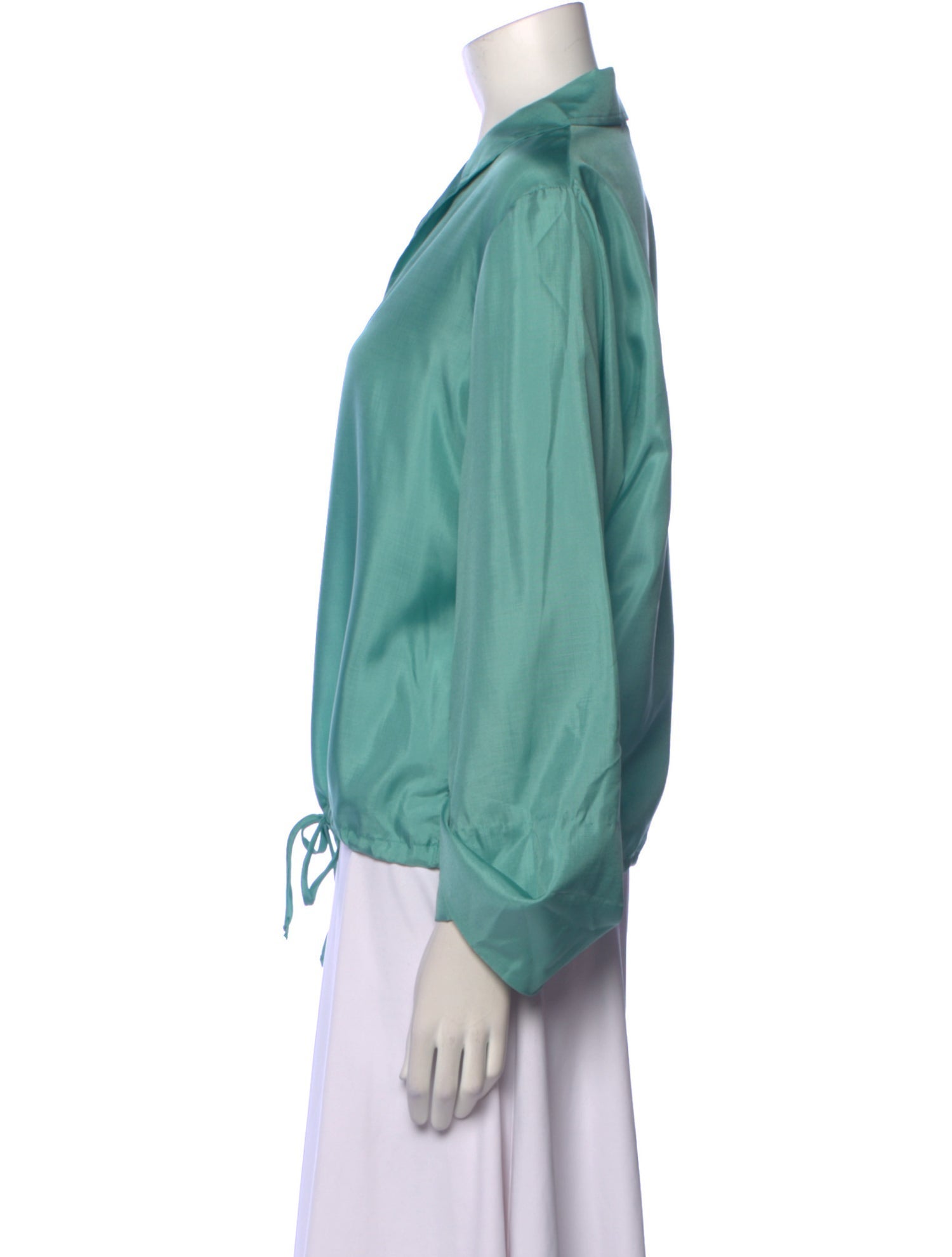 Oscar de la Renta V-Neck Three-Quarter Sleeve Blouse