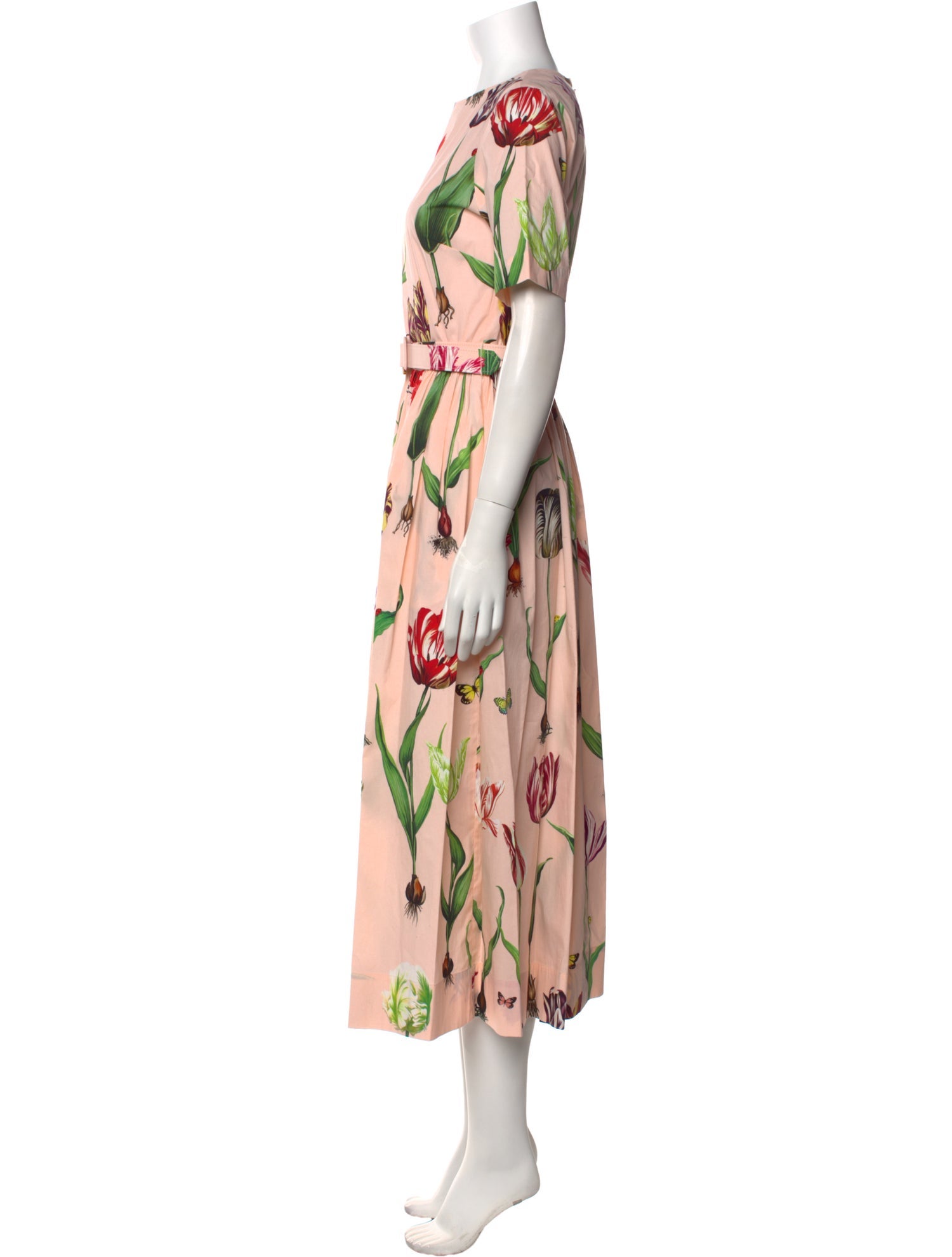 Oscar de la Renta Floral Print Midi Length Dress