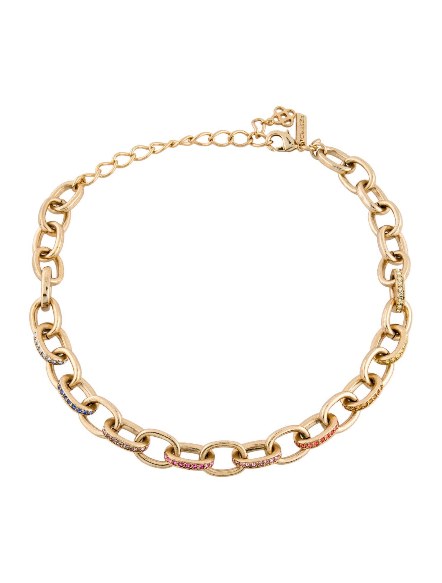 Oscar de la Renta Crystal Rainbow Chain Necklace