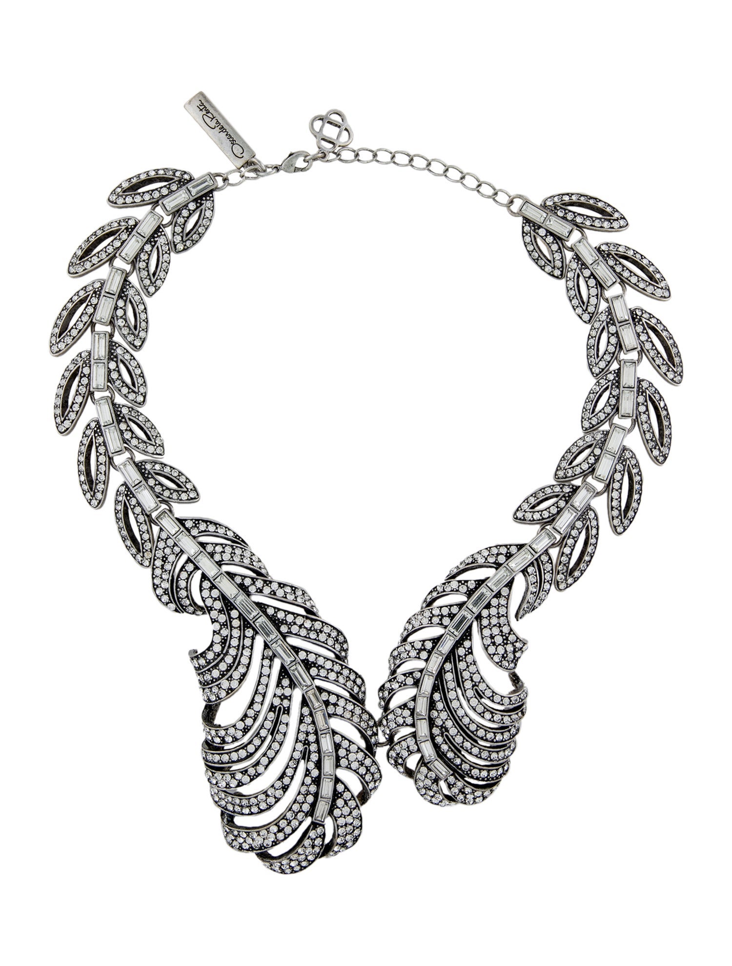 Oscar de la Renta Pavé Crystal Feather Necklace