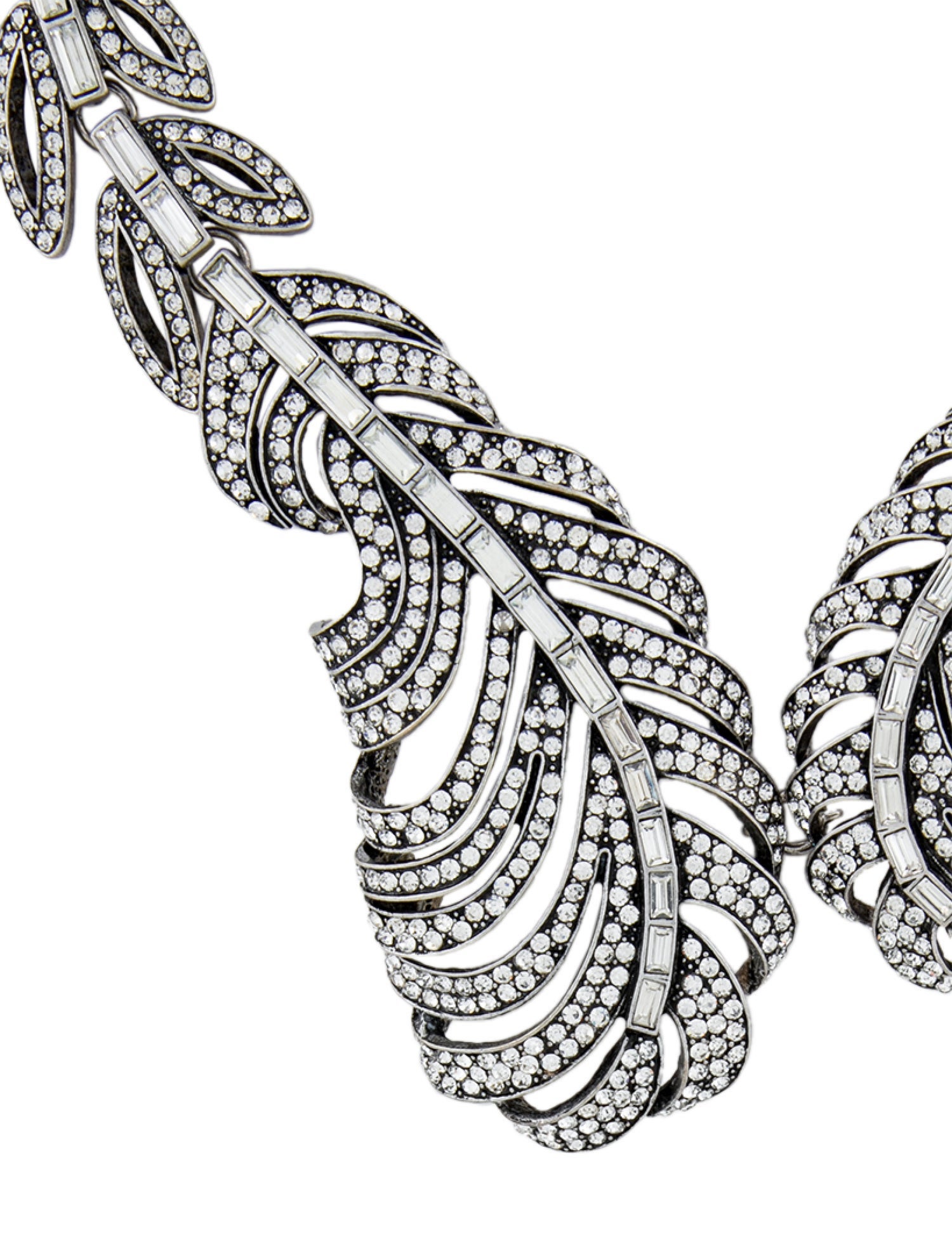 Oscar de la Renta Pavé Crystal Feather Necklace