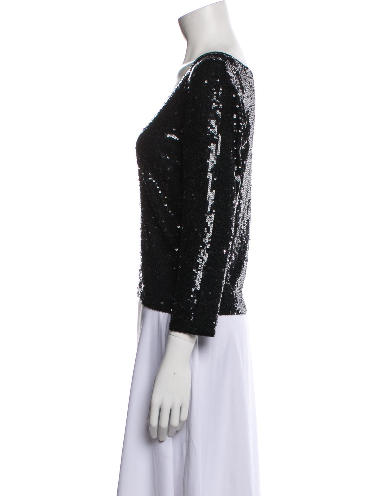 Oscar by Oscar de la Renta Sequin V-Neck Top
