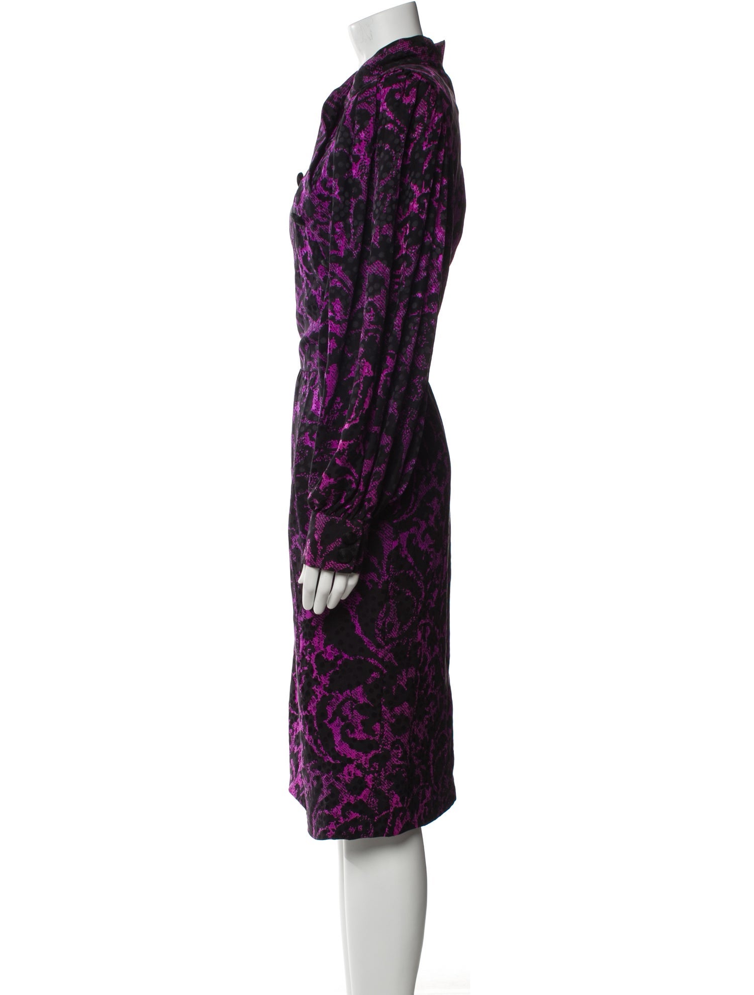 Oscar de la Renta Floral Print Midi Length Dress