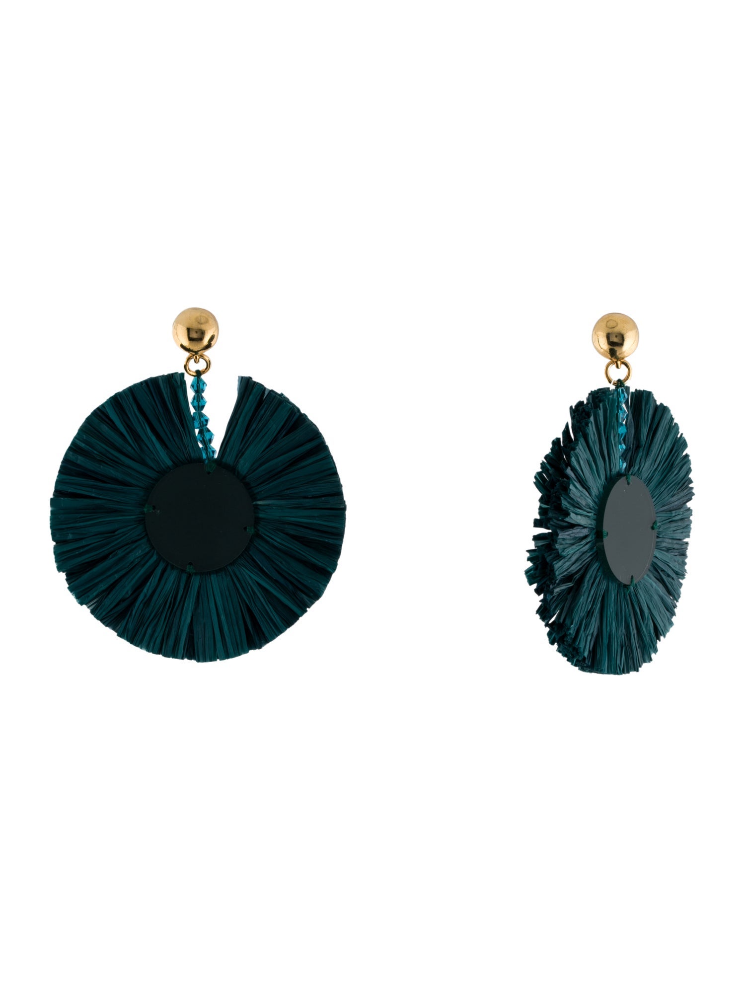 Oscar de la Renta Acrylic & Raffia Disc Drop Earrings