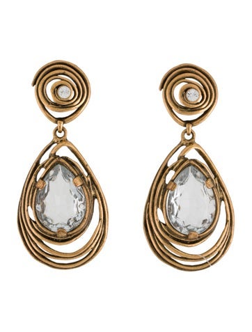 Oscar de la Renta Clip-On Crystal Swirl Earrings