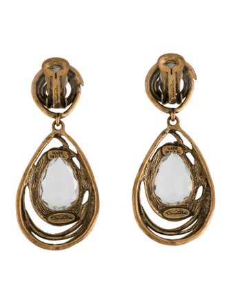 Oscar de la Renta Crystal Swirl Clip-On Earrings