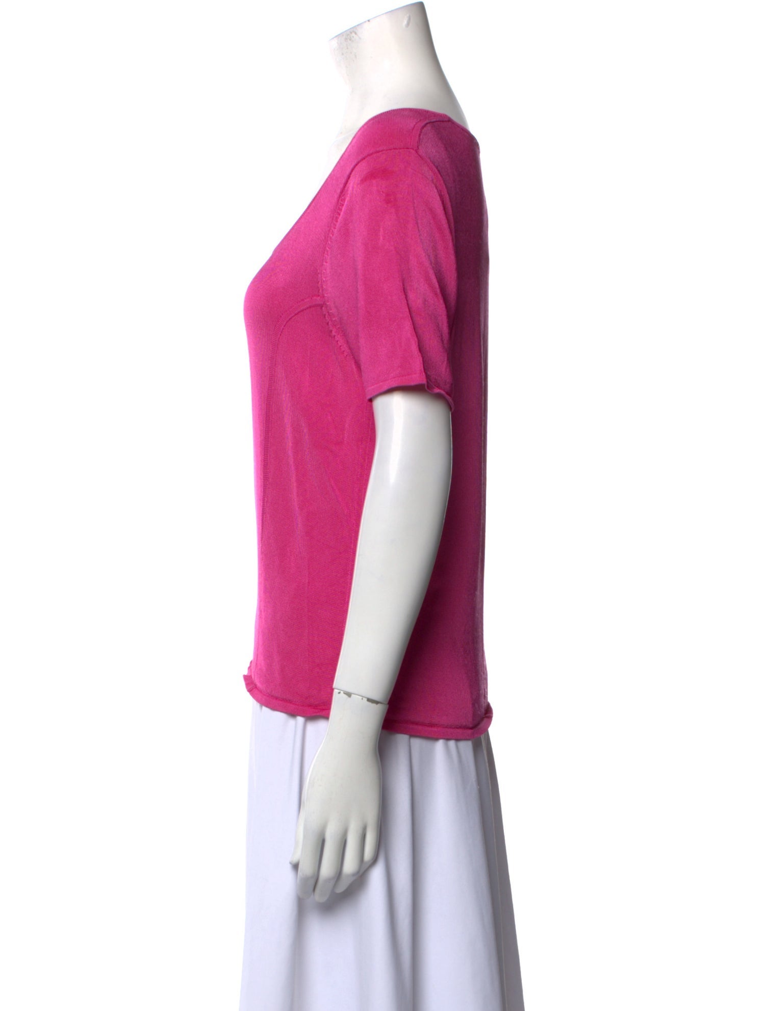Oscar de la Renta Scoop Neck Short Sleeve T-Shirt