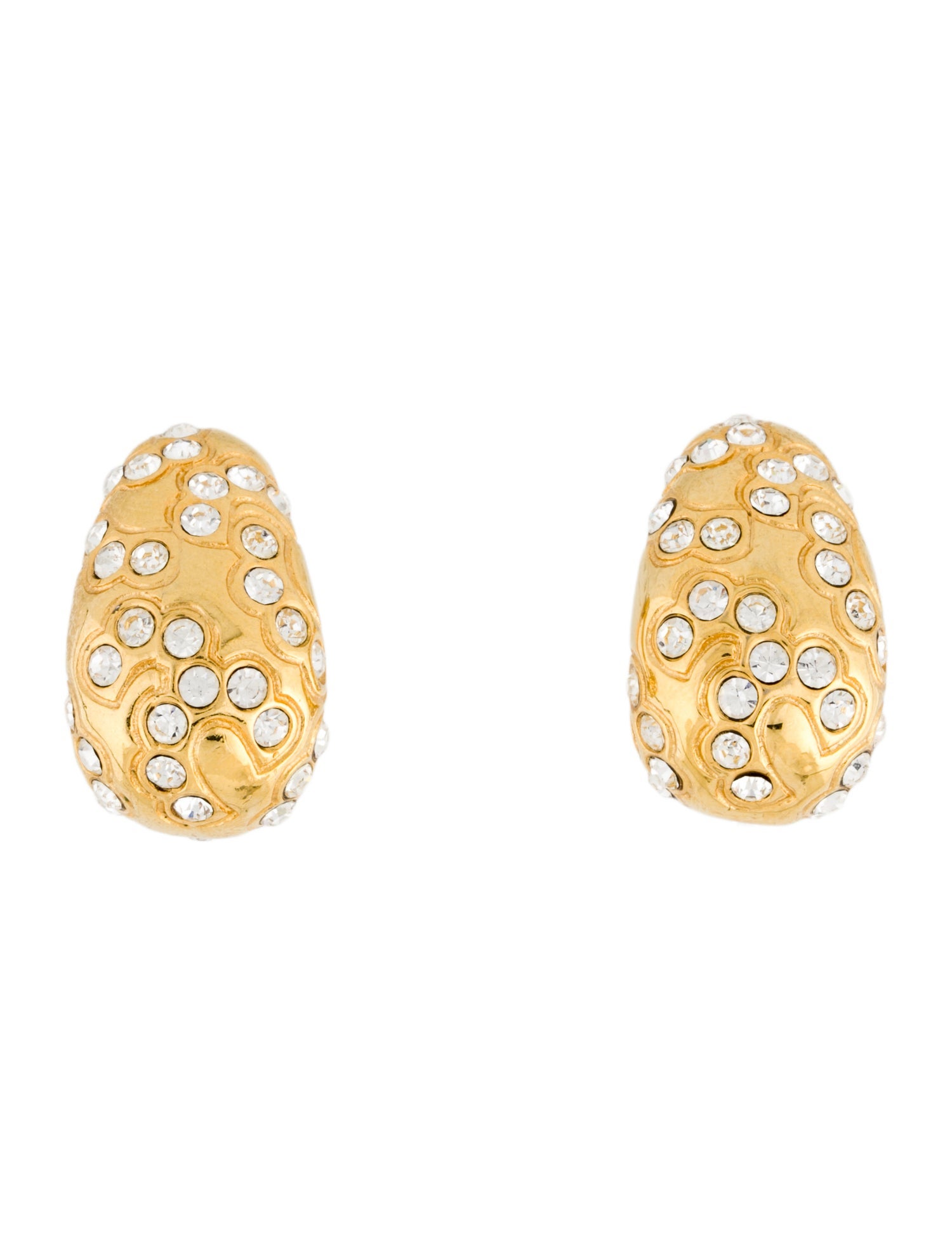 Oscar de la Renta Crystal Swirl Clip-On Earrings