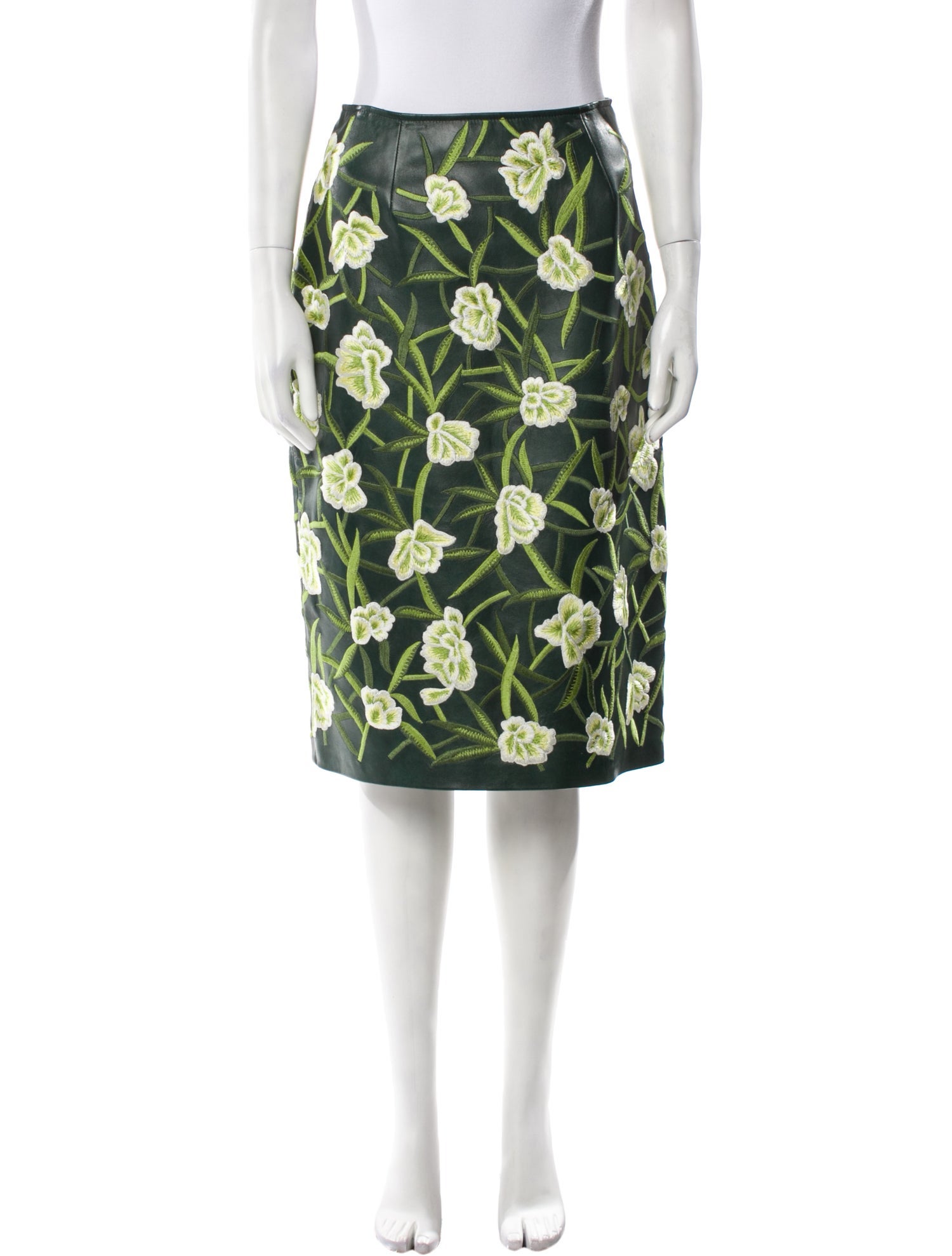 Oscar de la Renta Floral Print Knee-Length Skirt