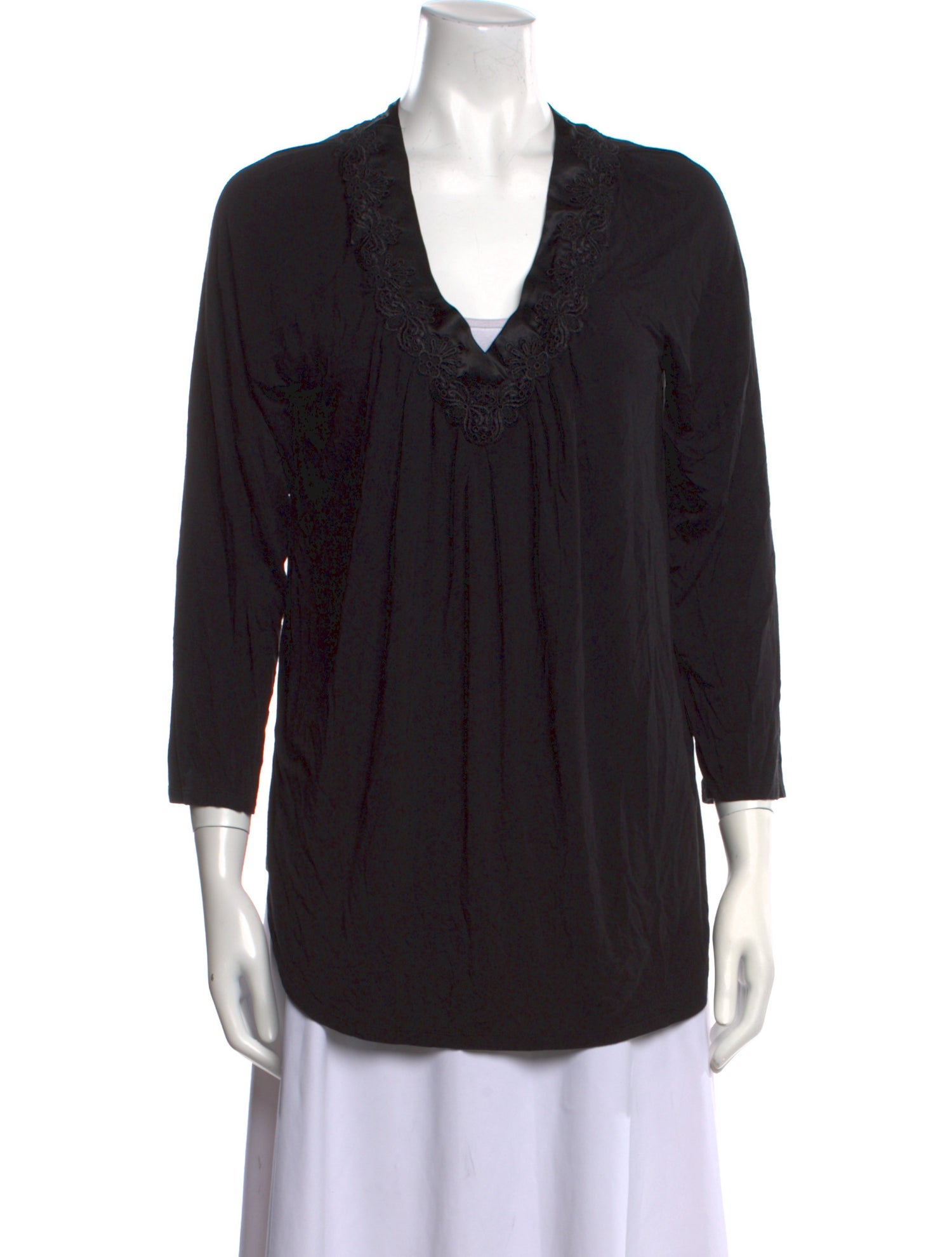 Oscar de la Renta V-Neck Three-Quarter Sleeve Tunic