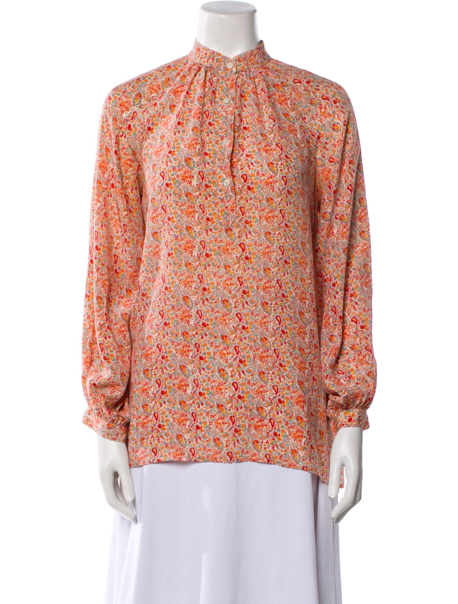 Oscar de la Renta Silk Floral Print Blouse