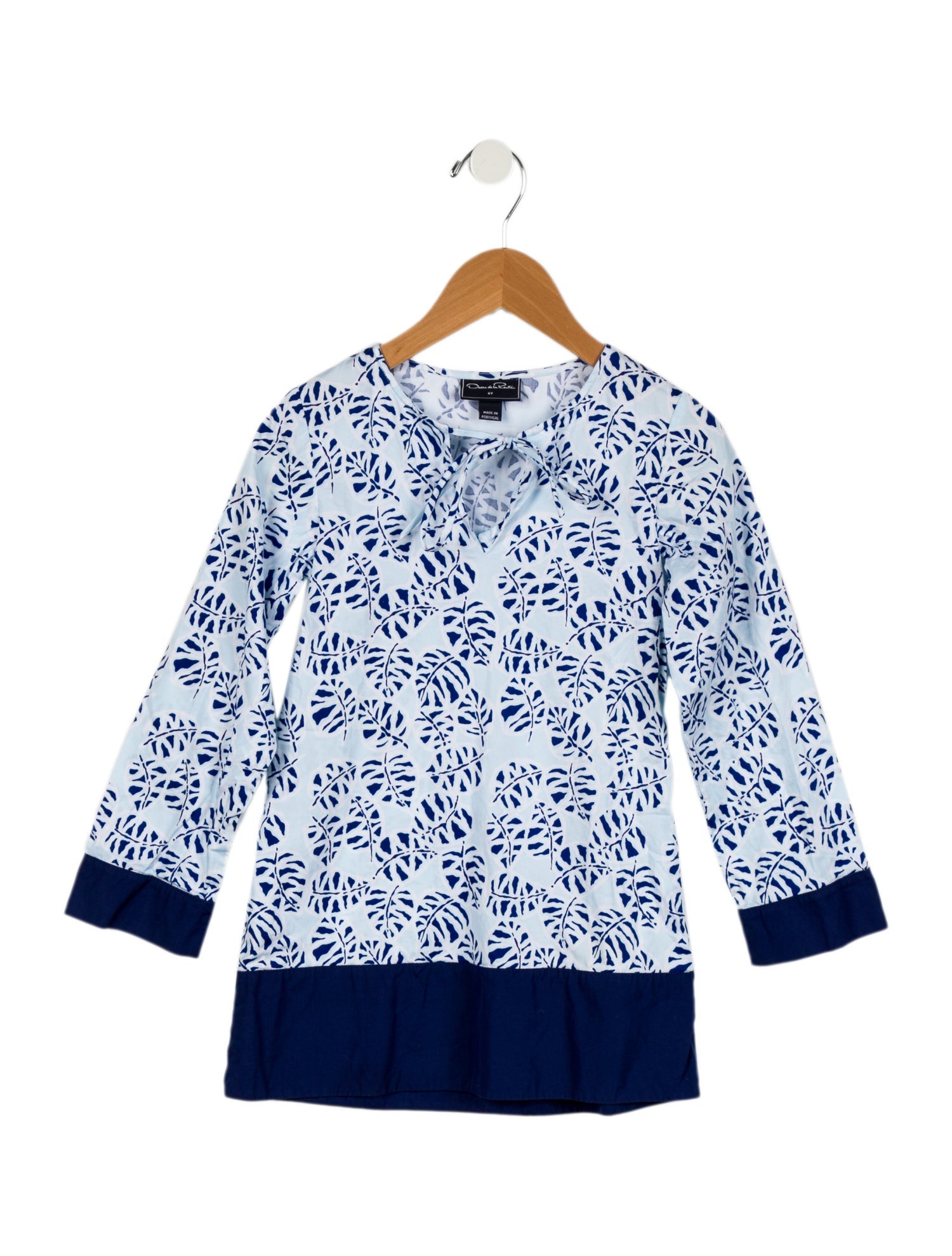Oscar de la Renta Girls' Printed Long Sleeve Dress