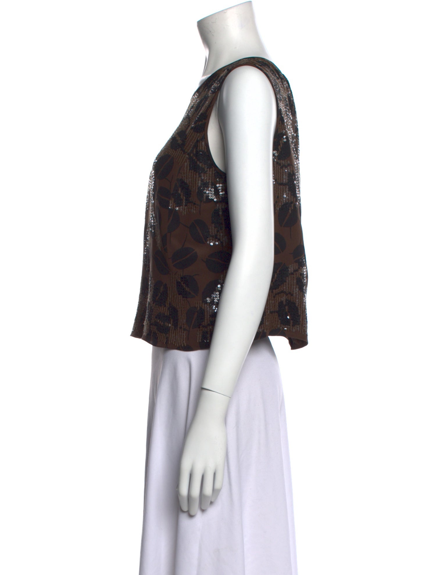 Oscar de la Renta Silk Printed Crop Top