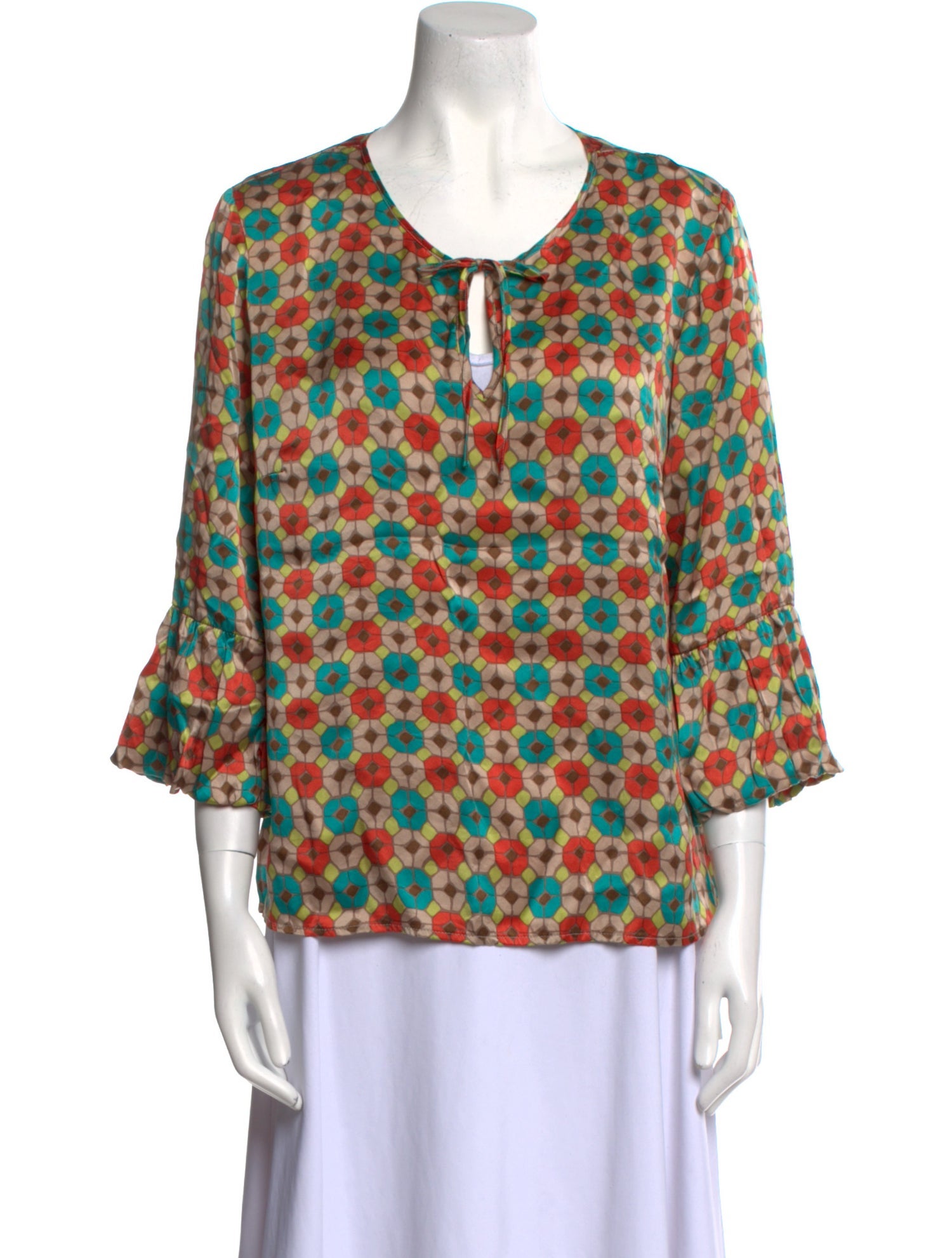 Oscar by Oscar de la Renta Silk Printed Blouse
