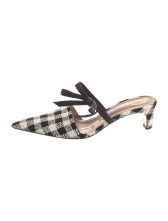 Oscar de la Renta Tweed Houndstooth Print Mules