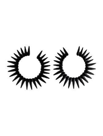 Oscar de la Renta Enamel Large Sea Urchin Hoop Drop Earrings
