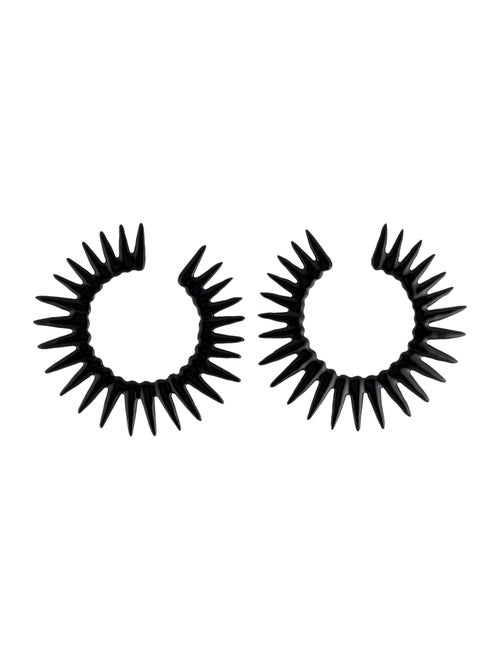 Oscar de la Renta Enamel Large Sea Urchin Hoop Drop Earrings