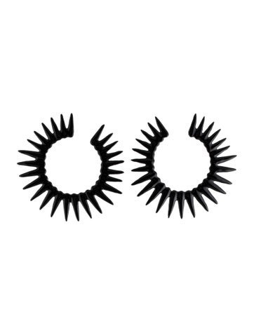 Oscar de la Renta Drop Enamel Large Sea Urchin Hoop Earrings