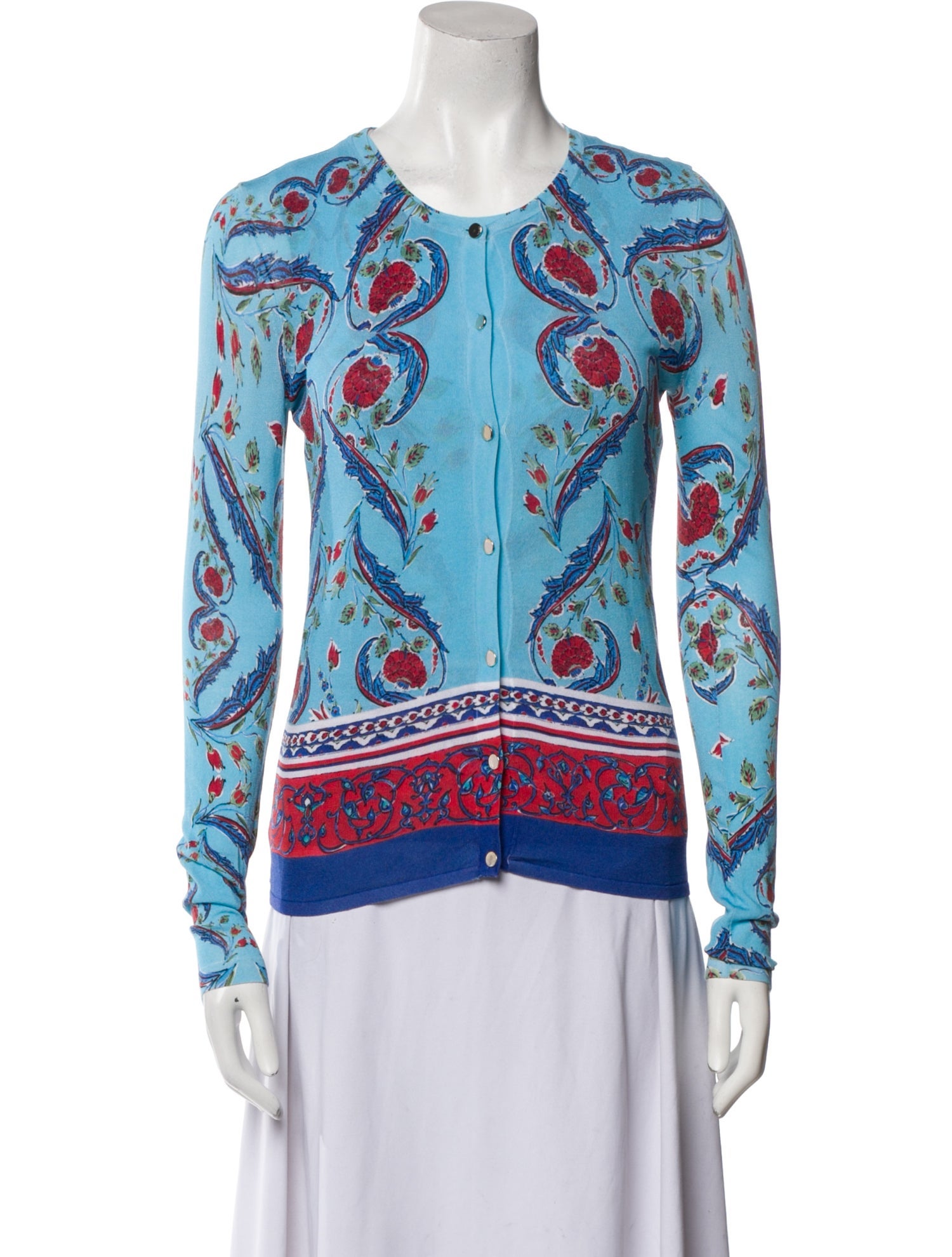 Oscar de la Renta Floral Print Crew Neck Sweatshirt