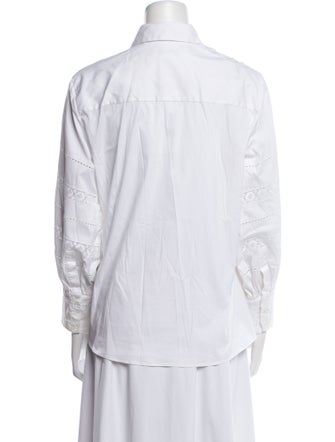 Oscar de la Renta Lace Pattern Long Sleeve Button-Up Top