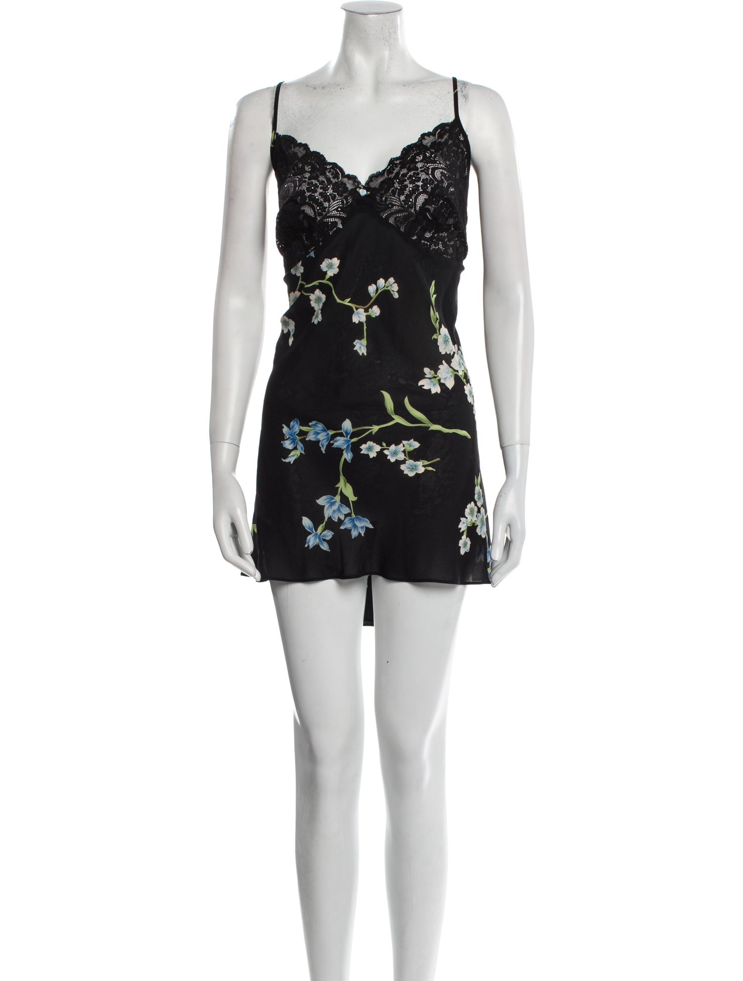 Oscar de la Renta Printed Mesh Accents Nightgown