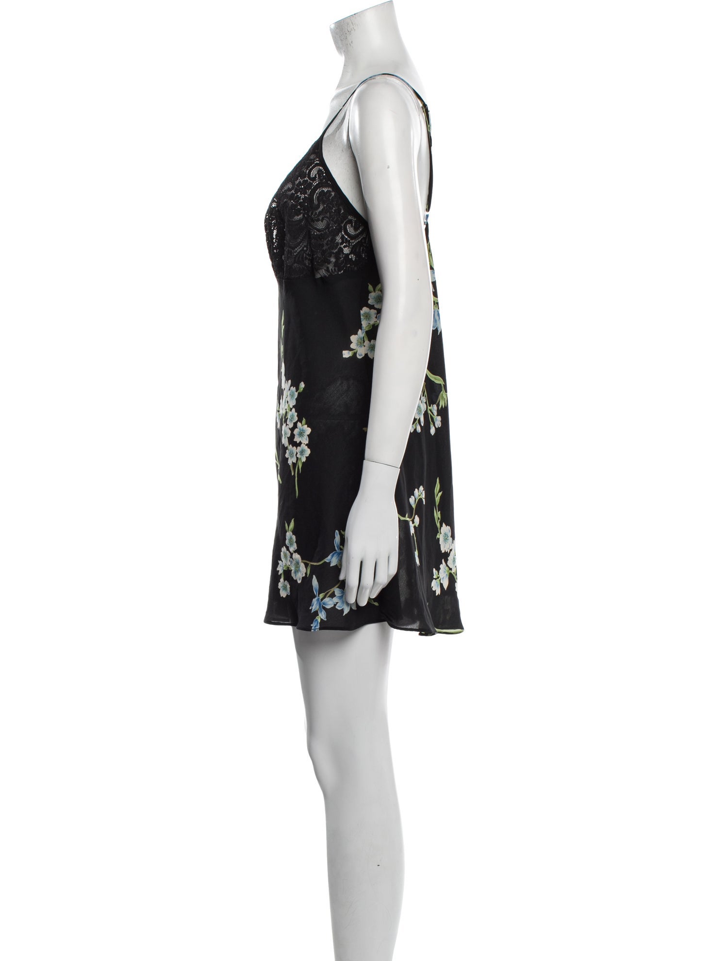 Oscar de la Renta Printed Mesh Accents Nightgown