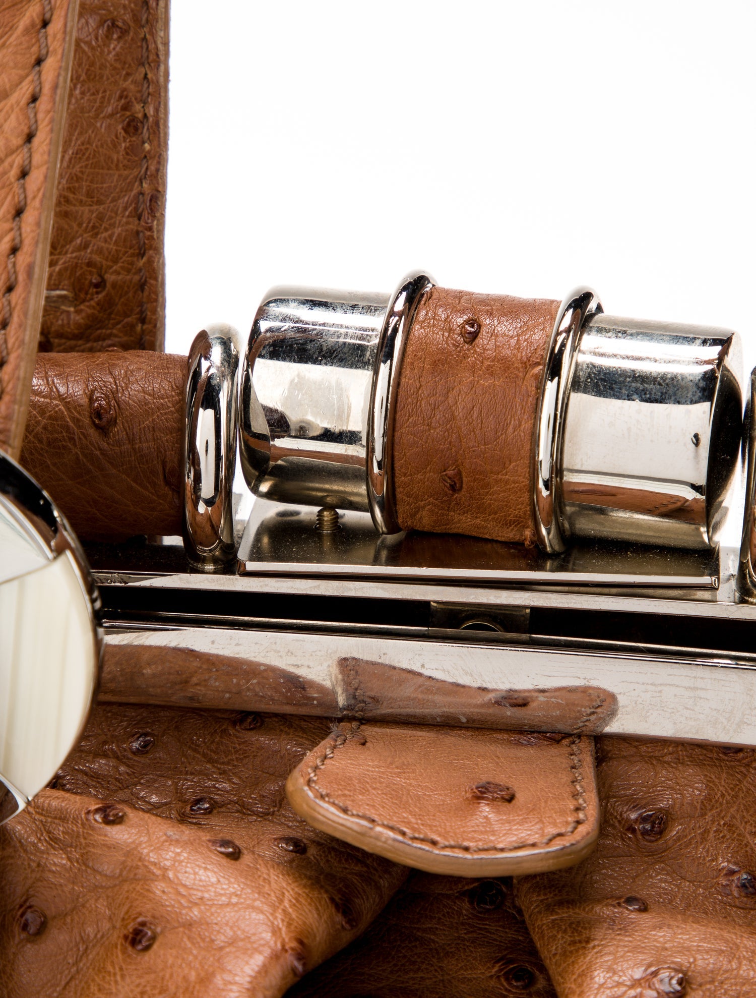 Oscar de la Renta Ostrich Top Handle Bag Large